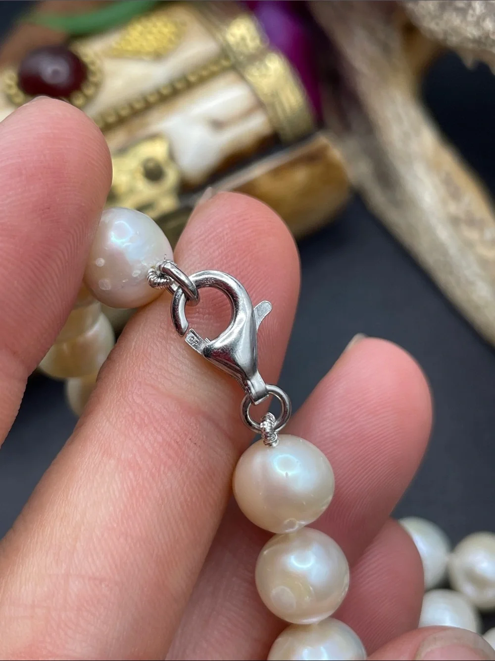 Cultured pearls 9.5mm 925 necklace C31